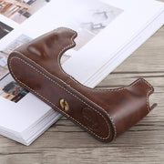1/4 inch Thread PU Leather Camera Half Case Base for Leica M10 (Coffee)
