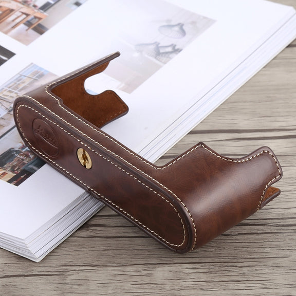 1/4 inch Thread PU Leather Camera Half Case Base for Leica M10 (Coffee)
