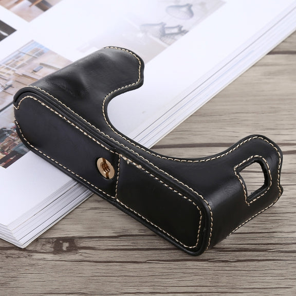 1/4 inch Thread PU Leather Camera Half Case Base for FUJIFILM X100F (Black)