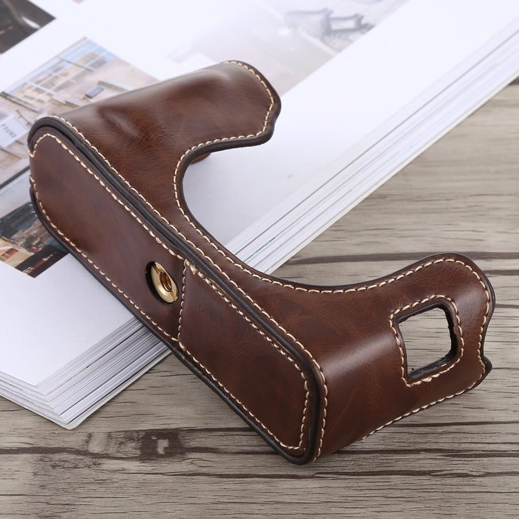1/4 inch Thread PU Leather Camera Half Case Base for FUJIFILM X100F (Coffee)