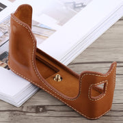 1/4 inch Thread PU Leather Camera Half Case Base for FUJIFILM X100F (Brown)
