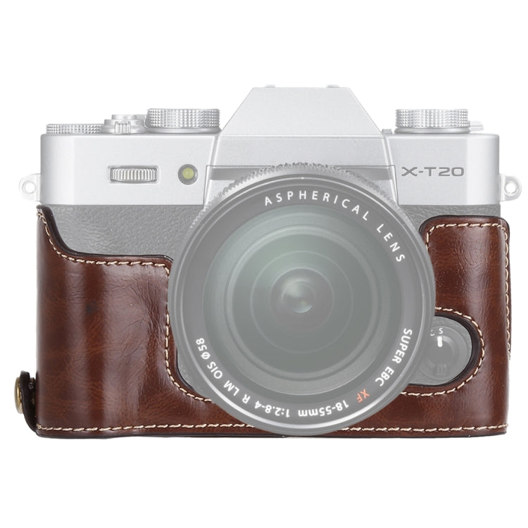 1/4 inch Thread PU Leather Camera Half Case Base for FUJIFILM X-T10 / X-T20 (Coffee) - free shipping - PMC TechLife - Order now!
