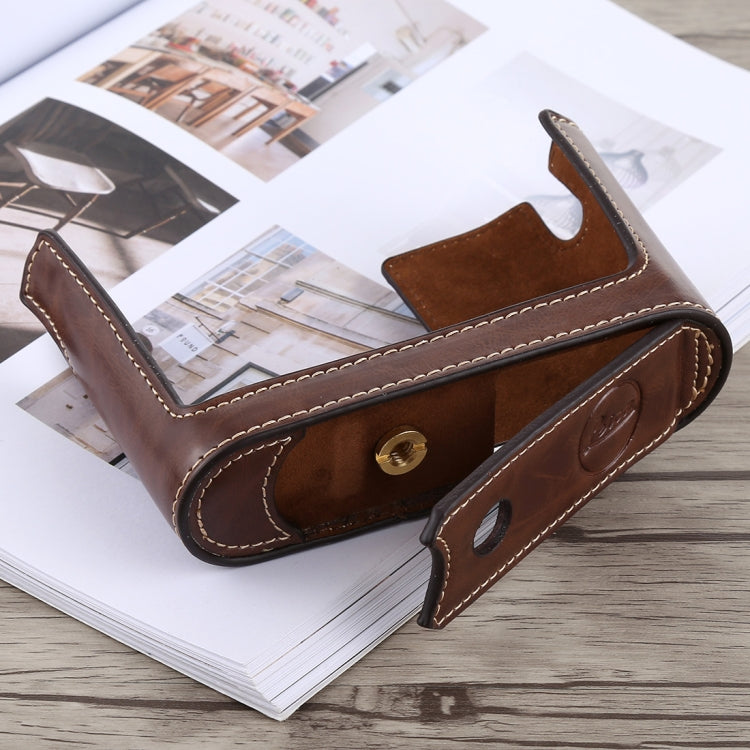 1/4 inch Thread PU Leather Camera Half Case Base for Leica Q (Typ 116)(Coffee) - free shipping - PMC TechLife - Order now!