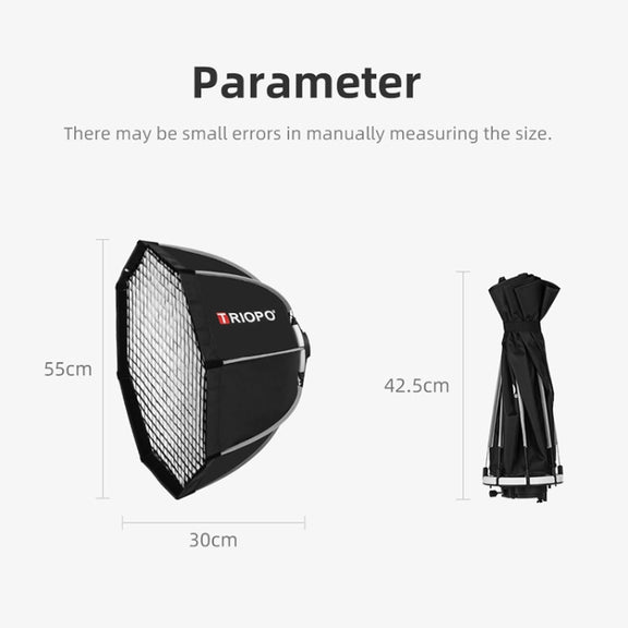 TRIOPO KS55 55cm Speedlite Flash Octagon Parabolic Softbox Diffuser with Bracket Mount Handle