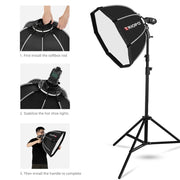 TRIOPO KS65 65cm Speedlite Flash Octagon Parabolic Softbox Diffuser with Bracket Mount Handle for Speedlite