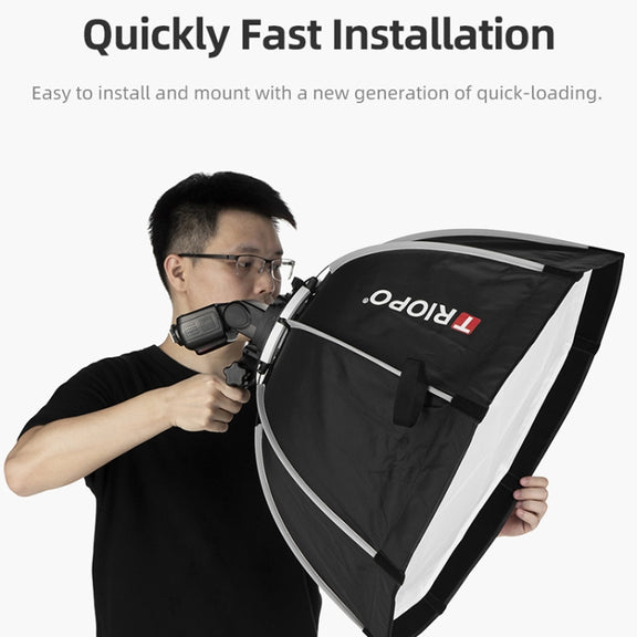 TRIOPO KS65 65cm Speedlite Flash Octagon Parabolic Softbox Diffuser with Bracket Mount Handle for Speedlite