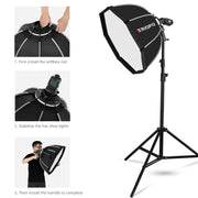 TRIOPO KS90 90cm Dome Speedlite Flash Octagon Parabolic Softbox Diffuser with Bracket Mount Handle for Speedlite