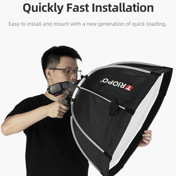 TRIOPO KS90 90cm Dome Speedlite Flash Octagon Parabolic Softbox Diffuser with Bracket Mount Handle for Speedlite