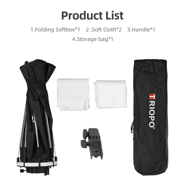 TRIOPO KX65 65cm Dome Speedlite Flash Octagon Parabolic Softbox Diffuser for Speedlite