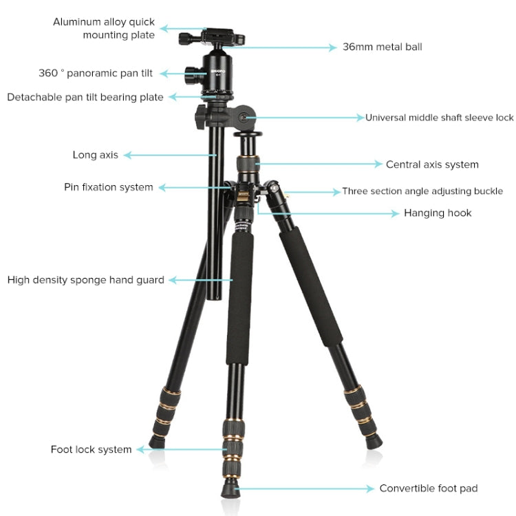 TRIOPO 652 Horizontal Arm Tripod Mount Quick Release Center Column Boom Bracket with Tripod Ball-Head - free shipping - PMC Jewellery - Order now!