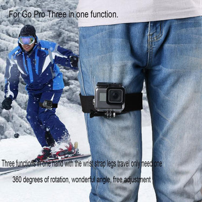 GP278 3 in 1 Hand Wrist Arm Leg Straps 360-degree Rotation Mount for GoPro, Insta360, DJI and Other Action Cameras(Black) - Wrist Strap by PMC Jewellery | Online Shopping South Africa | PMC Jewellery | Buy Now Pay Later Mobicred