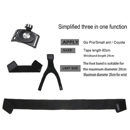 GP278 3 in 1 Hand Wrist Arm Leg Straps 360-degree Rotation Mount for GoPro, Insta360, DJI and Other Action Cameras(Black) - Wrist Strap by PMC Jewellery | Online Shopping South Africa | PMC Jewellery | Buy Now Pay Later Mobicred