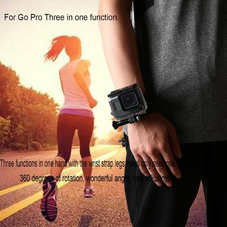 GP278 3 in 1 Hand Wrist Arm Leg Straps 360-degree Rotation Mount for GoPro, Insta360, DJI and Other Action Cameras(Black) - Wrist Strap by PMC TechLife | Online Shopping South Africa | PMC TechLife | Buy Now Pay Later Mobicred