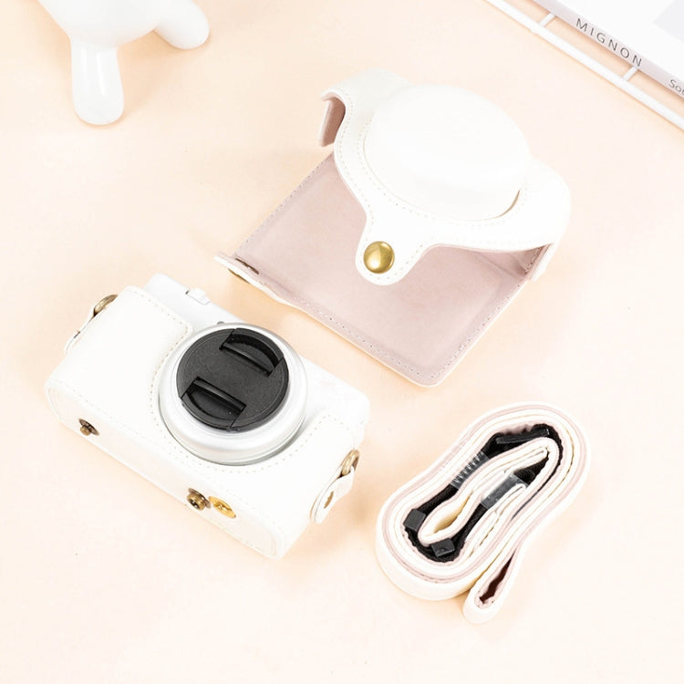 For Sony ZV-1F / ZV1M2 Full Body Camera PU Leather Case Bag with Strap (White) - Leather Bag by PMC TechLife | Online Shopping South Africa | PMC TechLife | Buy Now Pay Later Mobicred