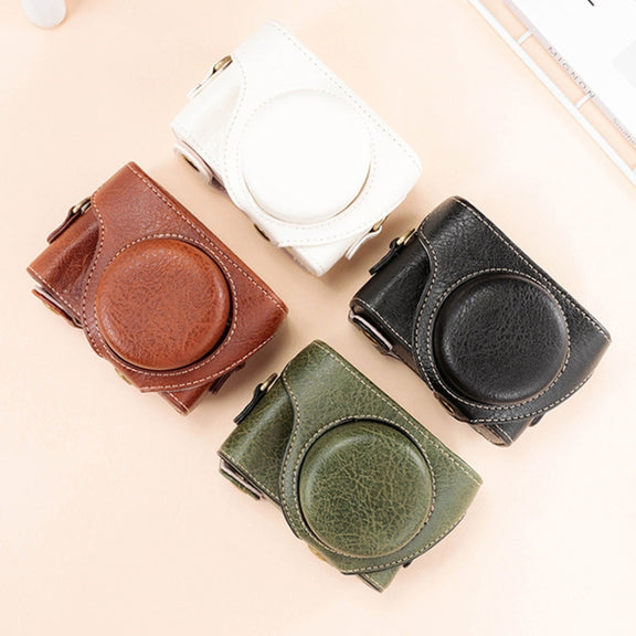 For Sony ZV-1F / ZV1M2 Full Body Camera PU Leather Case Bag with Strap (Coffee)