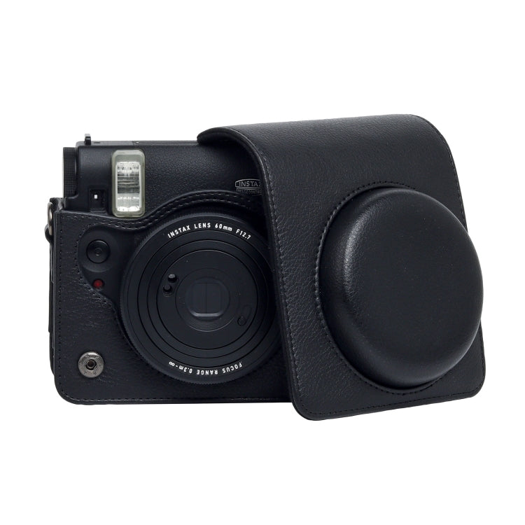 For Fujifilm Instax mini 99 Full Body Camera PU Leather Case Bag with Strap (Black)