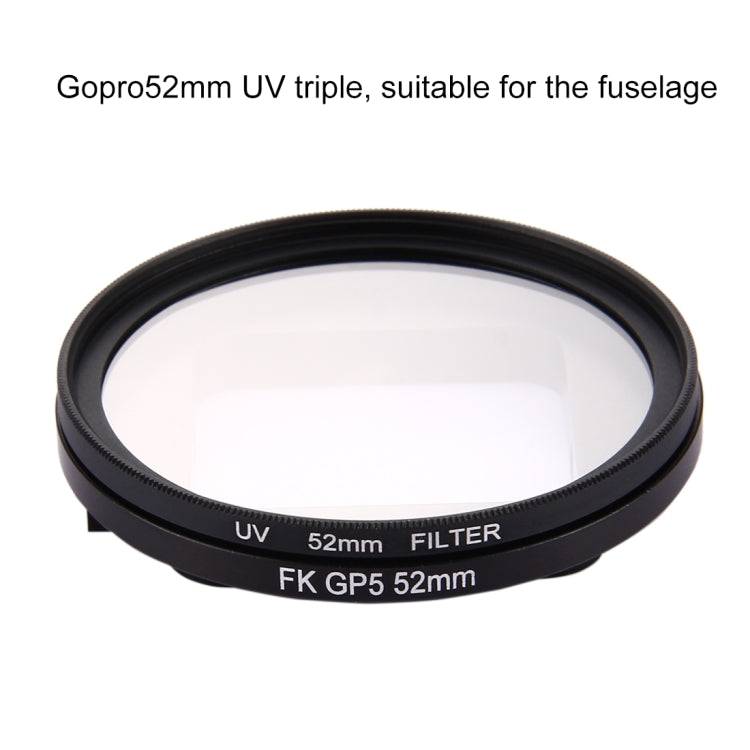 52mm 3 in 1 Round Circle UV Lens Filter with Cap for GoPro HERO7 Black/6 /5 - free shipping - PMC Jewellery - Order now!