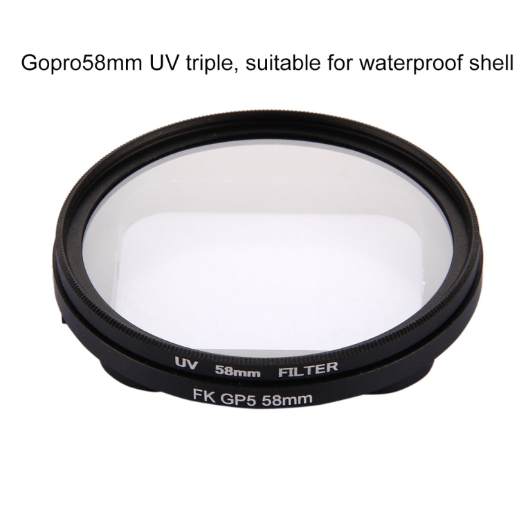 58mm 3 in 1 Round Circle UV Lens Filter with Cap for GoPro HERO7 Black/6 /5 - free shipping - PMC Jewellery - Order now!