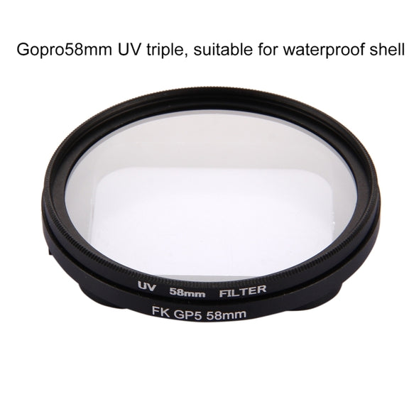 58mm 3 in 1 Round Circle UV Lens Filter with Cap for GoPro HERO7 Black/6 /5