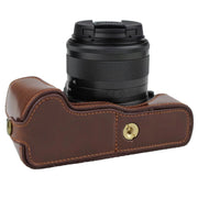 1/4 inch Thread PU Leather Camera Half Case Base for Canon EOS M50 / M50 Mark II (Brown)