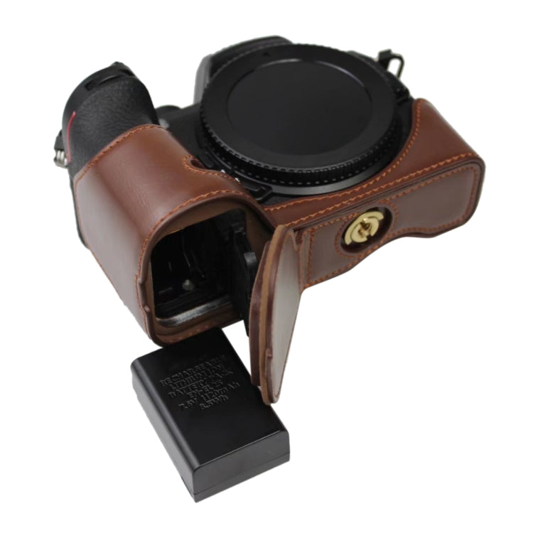 1/4 inch Thread PU Leather Camera Half Case Base for Nikon Z50(Coffee)