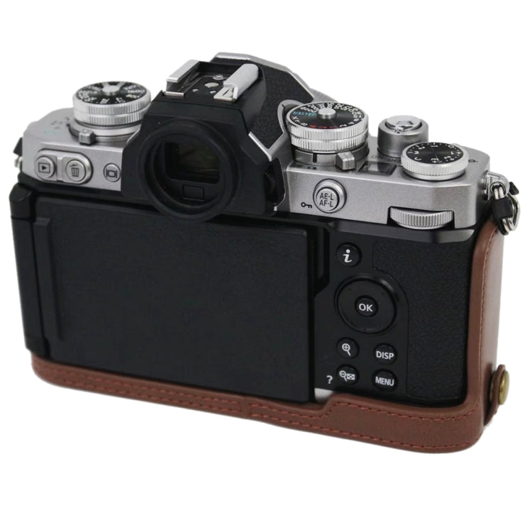 1/4 inch Thread PU Leather Camera Half Case Base for Nikon Z fc (Black)