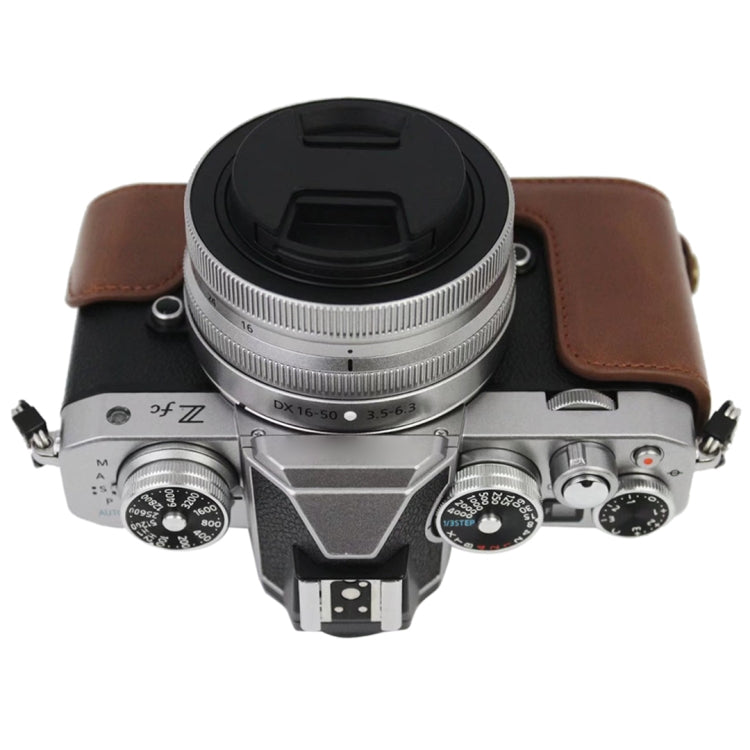 1/4 inch Thread PU Leather Camera Half Case Base for Nikon Z fc (Black)