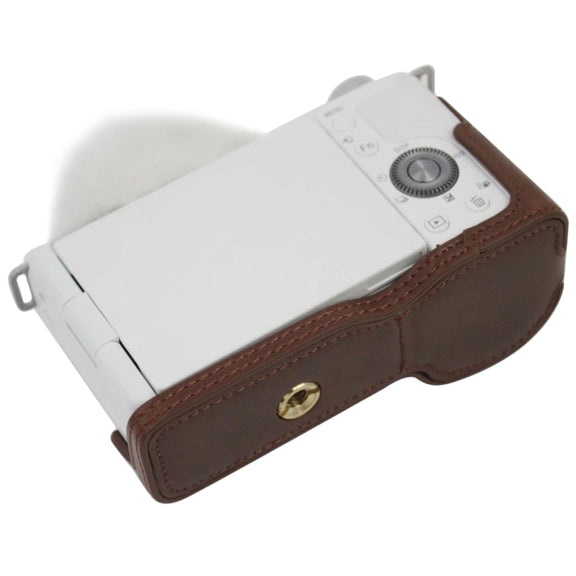 1/4 inch Thread PU Leather Camera Half Case Base for Sony ZV-E10 / ZV-E10L (Black)