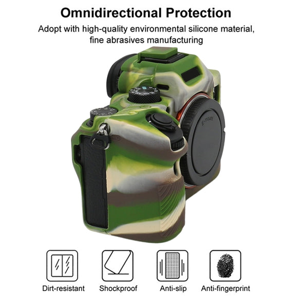 For Sony A7 III / ILCE-7M3 / A7R III Soft Silicone Protective Case(Camouflage)