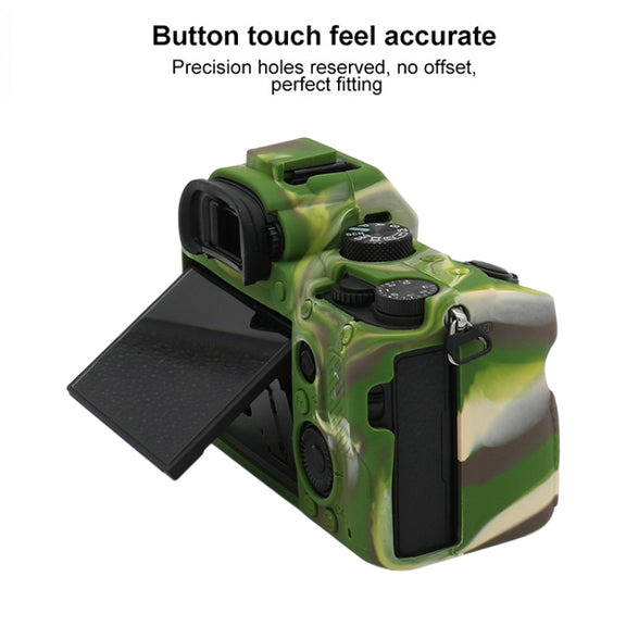 For Sony A7 III / ILCE-7M3 / A7R III Soft Silicone Protective Case(Camouflage)