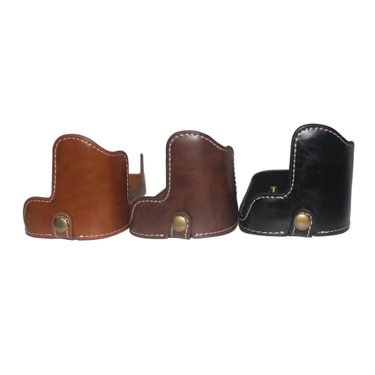 1/4 inch Thread PU Leather Camera Half Case Base for Canon EOS 80D / 70D(Brown) - Half Case by PMC TechLife | Online Shopping South Africa | PMC TechLife | Buy Now Pay Later Mobicred