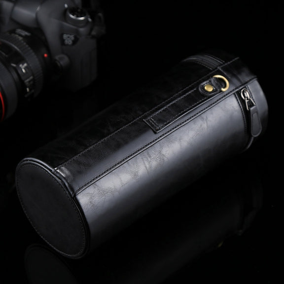 Extra Large Lens Case Zippered PU Leather Pouch Box for DSLR Camera Lens, Size: 24.5*10.5*10.5cm(Black)