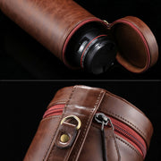 Extra Large Lens Case Zippered PU Leather Pouch Box for DSLR Camera Lens, Size: 24.5*10.5*10.5cm(Coffee)