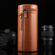Extra Large Lens Case Zippered PU Leather Pouch Box for DSLR Camera Lens, Size: 24.5*10.5*10.5cm(Brown) - free shipping - PMC TechLife - Order now!