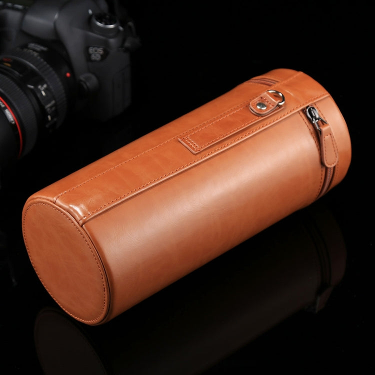 Extra Large Lens Case Zippered PU Leather Pouch Box for DSLR Camera Lens, Size: 24.5*10.5*10.5cm(Brown) - free shipping - PMC TechLife - Order now!