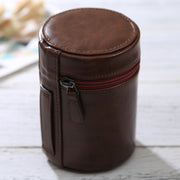 Medium Lens Case Zippered PU Leather Pouch Box for DSLR Camera Lens, Size: 13x9x9cm(Coffee)