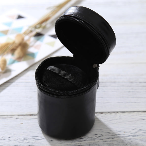 Small Lens Case Zippered PU Leather Pouch Box for DSLR Camera Lens, Size: 11x8x8cm(Black)