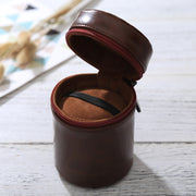 Small Lens Case Zippered PU Leather Pouch Box for DSLR Camera Lens, Size: 11x8x8cm(Coffee)