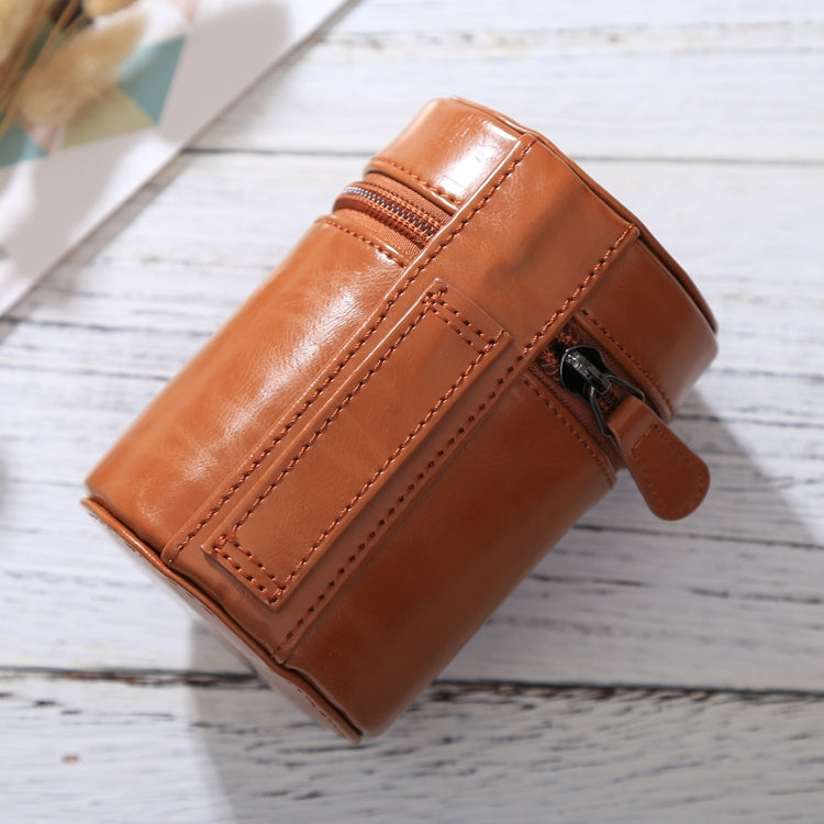 Small Lens Case Zippered PU Leather Pouch Box for DSLR Camera Lens, Size: 11x8x8cm(Brown) - free shipping - PMC TechLife - Order now!