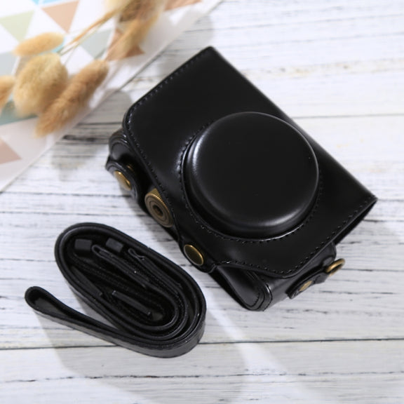 Full Body Camera PU Leather Case Bag with Strap for Canon PowerShot SX730 HS / SX720 HS (Black)