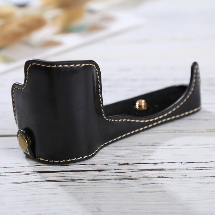 1/4 inch Thread PU Leather Camera Half Case Base for Sony ILCE-5100 / A5100(Black)