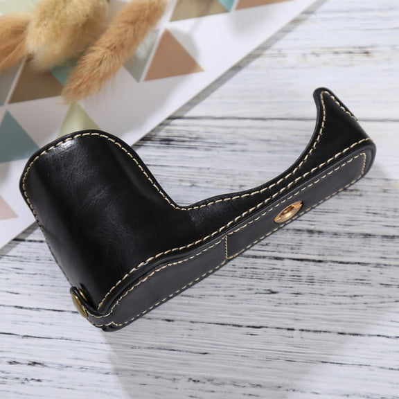1/4 inch Thread PU Leather Camera Half Case Base for Sony ILCE-5100 / A5100(Black)