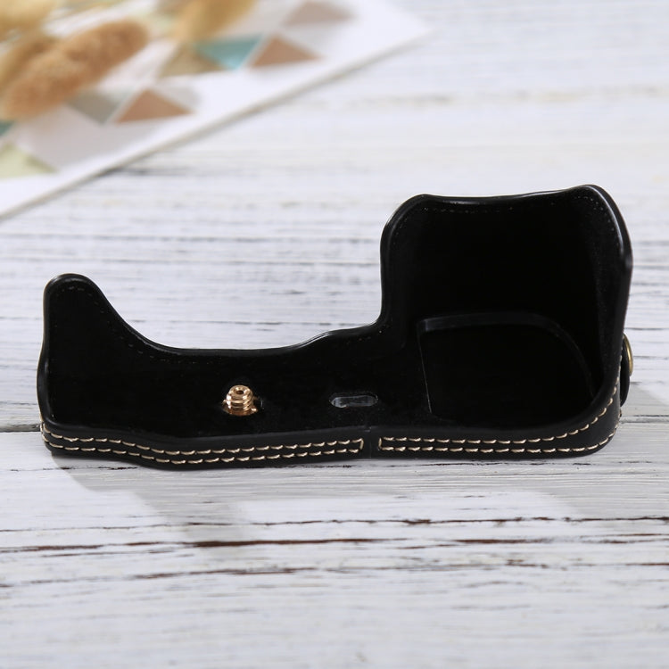 1/4 inch Thread PU Leather Camera Half Case Base for Sony ILCE-6000 / A6000(Black)