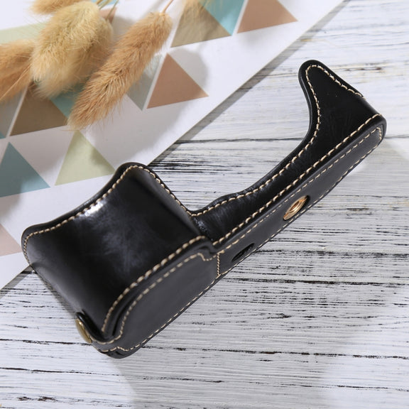 1/4 inch Thread PU Leather Camera Half Case Base for Sony ILCE-6000 / A6000(Black)