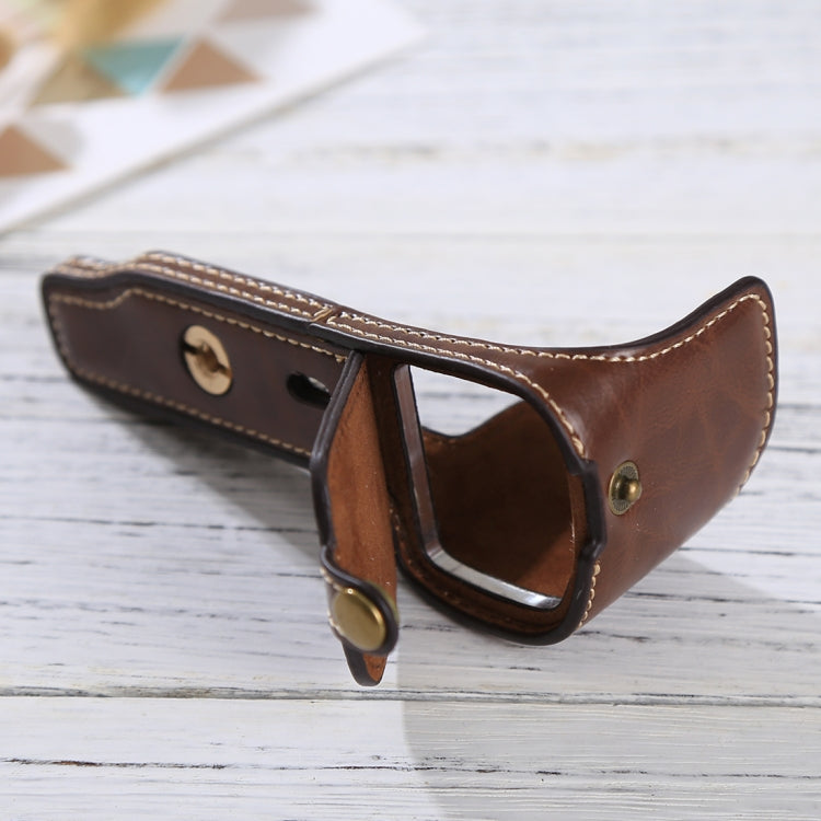 1/4 inch Thread PU Leather Camera Half Case Base for Sony ILCE-6000 / A6000(Coffee)