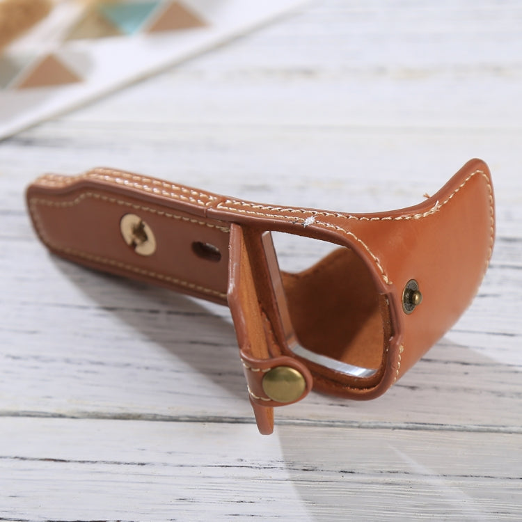 1/4 inch Thread PU Leather Camera Half Case Base for Sony ILCE-6000 / A6000(Brown)