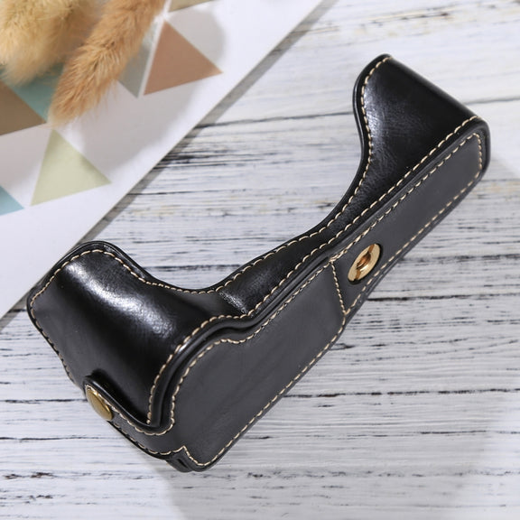 1/4 inch Thread PU Leather Camera Half Case Base for Canon EOS M3(Black)