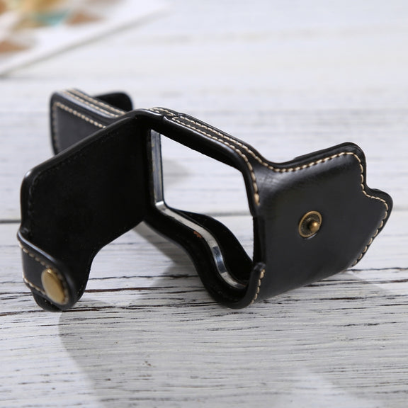 1/4 inch Thread PU Leather Camera Half Case Base for Canon EOS M3(Black)
