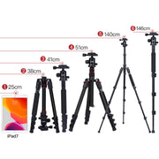 TRIOPO K2508S+B1S Adjustable Portable  Aluminum Alloy Tripod with Ball Head for SLR Camera(Red)