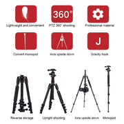TRIOPO K2508S+B1S Adjustable Portable  Aluminum Alloy Tripod with Ball Head for SLR Camera(Black)
